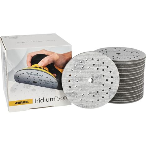 Mirka Iridium Soft Disques abrasifs Ø 125 mm / Grain P500 / autoagrippant Multifit / 20 pièces / Abrasifs à base de mousse pour un ponçage à sec précis, ponçage de vernis, finition