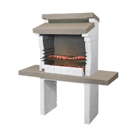 Sarom – Barbecue charbon Muratura Sondrio 140x59xH147,5 cm – Foyer en Micronit – Grille chromée 67x40 cm – Fonctionnement à charbon ou bois