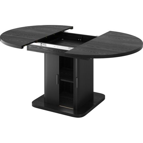 Tavolo da pranzo allungabile ovale con contenitore 110-149,8 cm in MDF e metallo, nero MODENUIT (1/5)