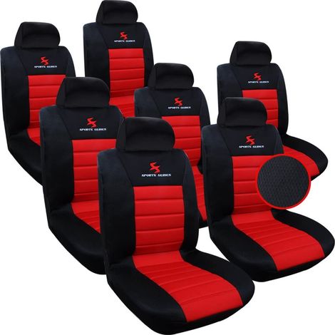 Woltu – Housse de siège auto universelle noire et rouge – 100% polyester respirant – Facile à installer et à entretenir – AS72577