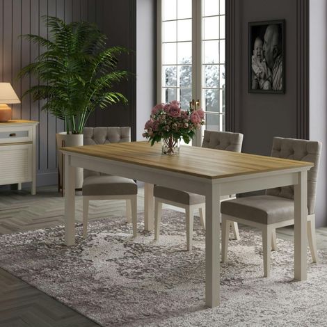 Table à manger rectangulaire moderne pieds gris 180 cm AROLA
