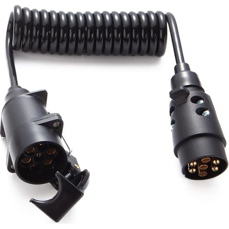 2,2 Mètres Rallonge Spirale Câble Remorque 7 Broches, Norme 1724, Prise Remorque 7 Broches Male a Femelle, Câble Cuivre Pur, pour Véhicules Européens Remorque Yacht Porte-Vélos 12V/24V (1/5)