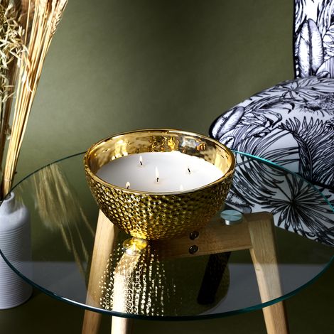 Bougie - HOME DECO FACTORY - Parfumée - Martelée - Dorée (1/5)