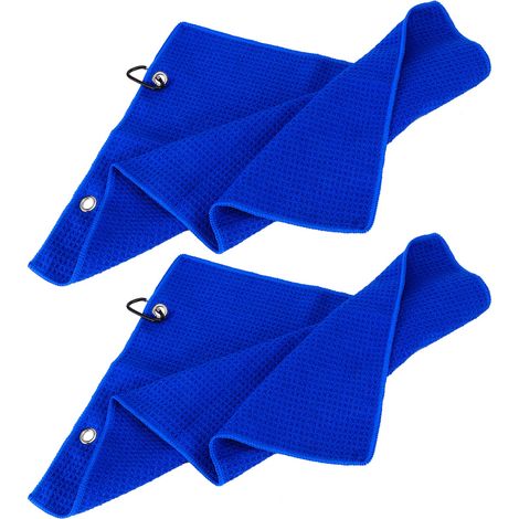 Lot de 2 serviettes gaufrées en microfibre pour la course à pied, le sport, le golf et le yoga (3050cm, bleu royal) (1/5)