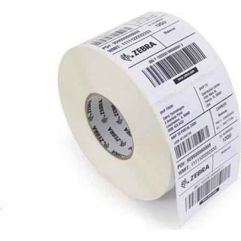 ZEBRA 1000D 102mm x 102mm Etiquetas Térmicas Directas 880191-101D 700 Etiquetas/Rollo 12 Rollos/Caja Adhesivo Permanente Blanco (1/2)