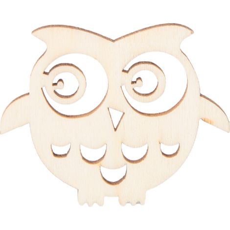 10 pièces de hibou en bois de couleur naturelle, fait main, pour la décoration intérieure (5) (1/5)