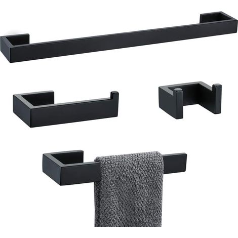 Lot de 4 Accessoires de Salle de Bain en Acier Inoxydable pour Porte-Serviette, Porte-Serviette, Peignoir, Papier Toilette (1/5)