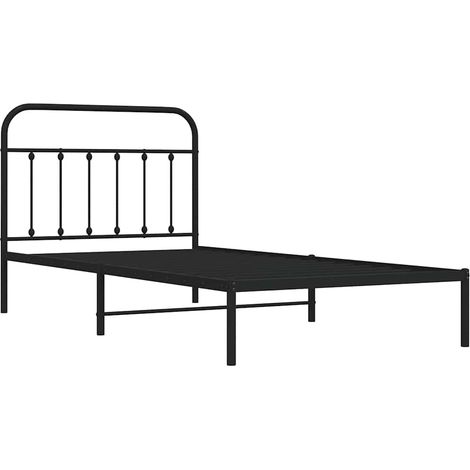 vidaXL Giroletto con Testiera Metallo Nero 100x200 cm (1/5)