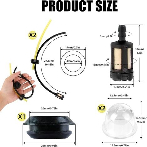 Universal Petrol Hose with Filter for Lawnmowers, Hedge Trimmers, Brushcutters – 2 and 4 Strokes (1/4)