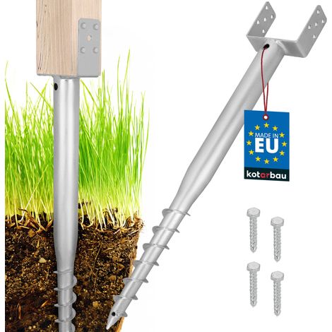KOTARBAU® Kotarbau® U Support Poteau Bois - Pied de Poteau À Visser 150 x 720 mm Platine Poteau - Fixation Poteau Bois - Embase Pied de Poteau - Acier Galvanisé (1/5)