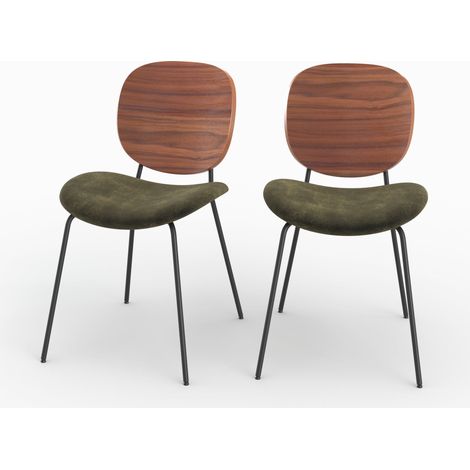 Set de 2 sillas de terciopelo verde kaki - Simone