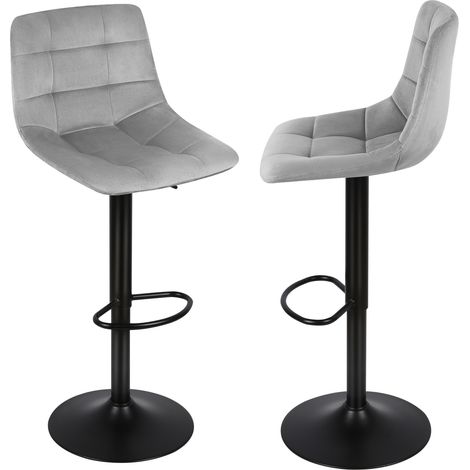 2er Set Barhocker,Barstuhl Design Hocker,Drehbar, aus Samt mit Metallbeinen,Küchenstuhl,hellgrau (1/5)