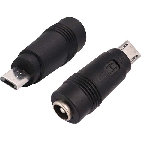 Micro DC Adaptateur Secteur DC5.5x2.1mm vers Micro USB 5V DC Alimentation Câble de Chargement Connecteur pour Téléphone Portable, Tablette, MP3 et Appareil Micro USB. (2-Pack-Micro) (1/5)