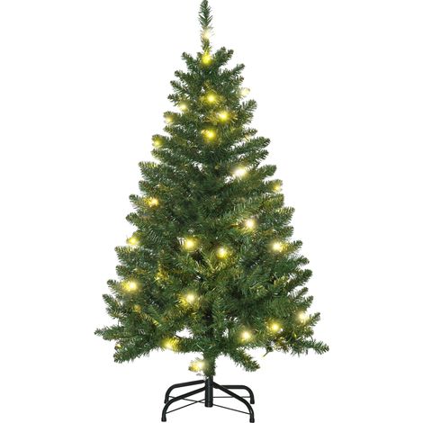 HOMCOM 4/5/6FT Prelit Artificial Christmas Tree w/ Warm White Light Home Xmas Decor 4FT
