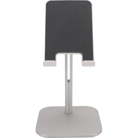 Support pour téléphone portable, design ergonomique, base lestée, coussinet en EVA argenté, angle réglable, compatible avec tablettes et smartphones. (1/5)