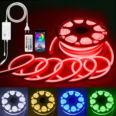 25m RVB Néon 230V LED Strip Outdoor avec application/télécommande IP65 SYNC MUSIQUE DE TUYAU DE LUMIÈRE FLEXIBLE IP65 pour la décoration intérieure de la maison (1/5)