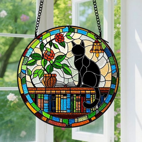Suspension en vitrail - Attrape-soleil élégant en verre, décoration intérieure porte, cadeau Fête des Mères, Anniversaire pour femme, homme, tante 16 cm (1/5)
