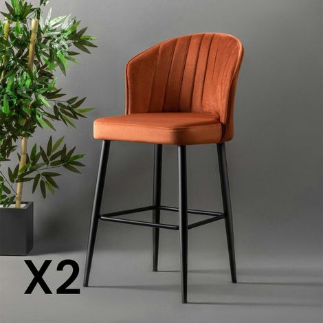 Tabouret de bar en velours rouille 65 cm (lot de 2) ROSARIO (1/5)