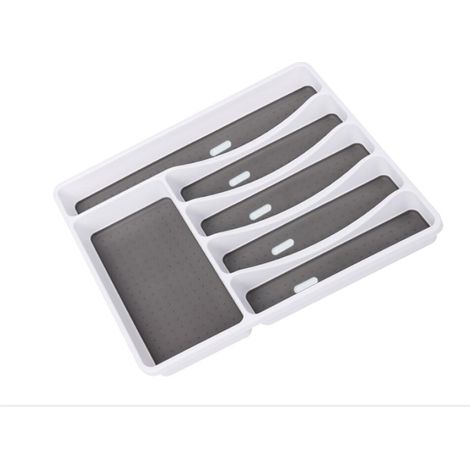 Plateau de rangement de tiroir de cuisine, organisateur de tiroir, plateau de tiroir de couverts pour ustensiles de service, rangement polyvalent pour la cuisine, le bureau, les fournitures de salle (1/5)