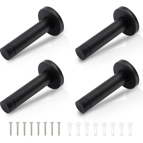 Topes de puerta, juego de 4, acero inoxidable 304, con puntas de goma – montaje en pared, insonorizados, negros (ancho: 50 mm) (1/5)