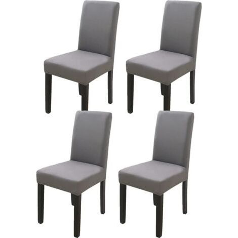 Dark Gray High Back Chair Cover 4 Pieces, 383847cm, Modern, Elastic and Washable, Suitable for Dining Room and Kitchen (1/4)