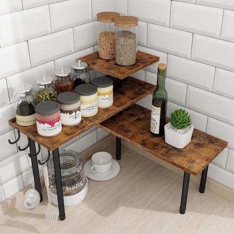 Étagère d'angle pour comptoir de Cuisine, Organiseur de comptoir de Salle de Bain, étagère de comptoir à 3 Niveaux, Organisation Peu encombrante pour comptoir de Cuisine, étagère à épices, Bar (1/5)