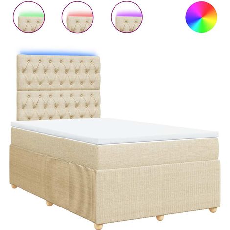 Maison Exclusive - Sommier à lattes de lit avec matelas crème 120x190 cm tissu (1/5)