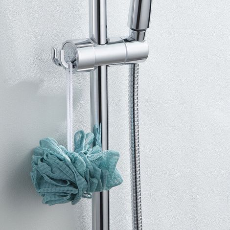 Pomme De Douche Avec Support Sans Perçage Diamètre Réglable 16 À 27 Mm Avec Crochets Et Bac (1/3)