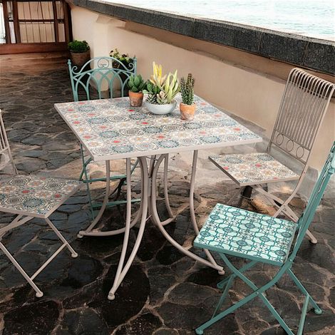 Table de jardin motif rosace 78 cm GRENADE (1/5)