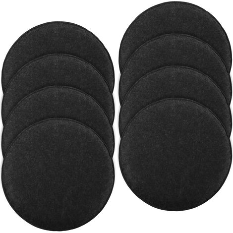 Set of 8 Round Non-Slip Felt Chair Cushions, 35 cm Diameter with Non-Slip Nubs for All Types of Chairs, for Indoor and Outdoor Use, Dark Grey (1/5)