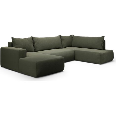 U-Sofa 5-sitzig umbaubar Truhe Bliss Tannengrün