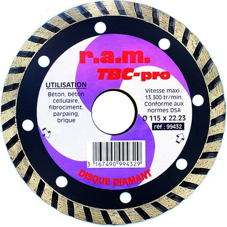 Disque diamant TBC-PRO diamètre 115 x 2,2 mm pour tronçonnage - RAM