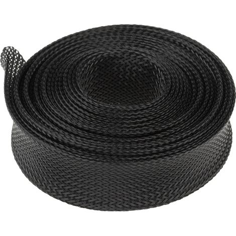 Gaine Tressée 30mm RS PRO, Noir en PET, 5m ( Prix pour sachet de 5 Mètres )