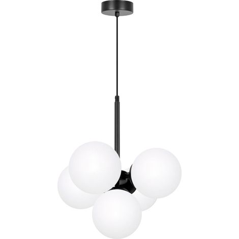 Suspension noire réglable 5 globes verre E14 INEZ Kaja (1/5)