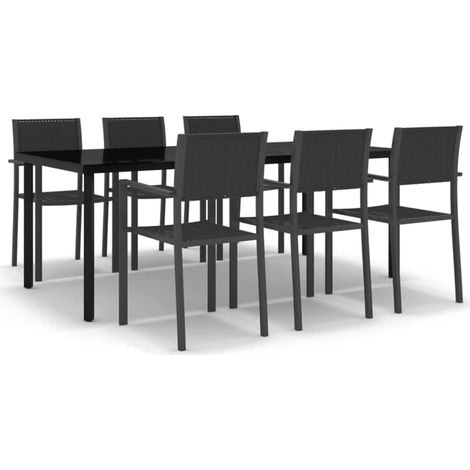 Maison Exclusive - Set Mobili da Pranzo da Giardino 7 pz Nero (1/5)
