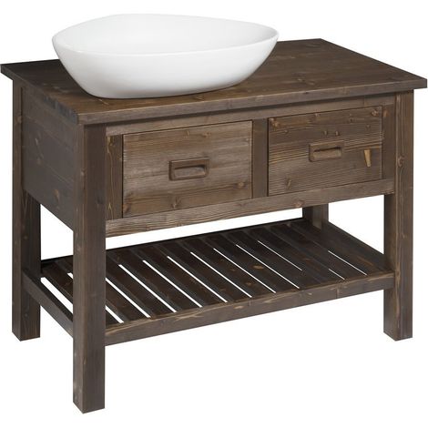 BRAND Meuble sous-vasque 100x73x50cm, épicéa teinté (1/3)