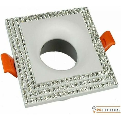 PORTAFARETTO QUADRATO DA INCASSO GU10 MR16 GU5.3 FARETTO CON BRILLANTINI V-TAC Bianco