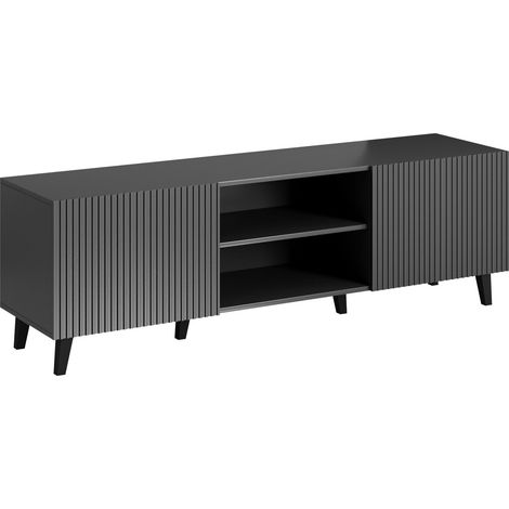 Mueble TV Remeta 102, Antracita, Número de puertas: 2, Número de cajones: 0, 150x53x42cm (1/5)
