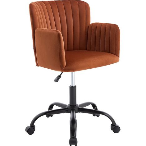 Chaise de bureau - Velours - Terracotta - Hauteur réglable - TOARA