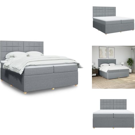 Sommier à lattes de lit avec matelas Gris clair 200x200cm Tissu - Sommier À Lattes De Lit - Sommiers À Lattes De Lit - Lit - Meuble De Chambre À Coucher (1/5)