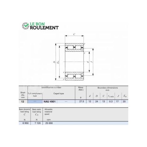 Roulement à rouleaux cylindriques NAU4901-IKO
