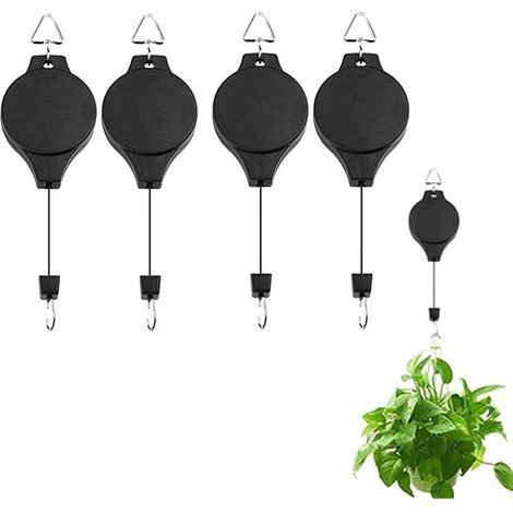 Crochets pour plantes suspendues – Capacité de charge 15 kg – Longueur rétractable 90 cm – Nylon PET de haute qualité – 4 pièces (1/5)