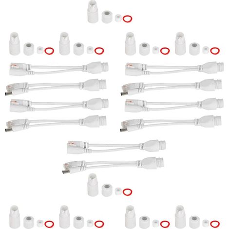Ensemble de 5 injecteurs répartiteurs POE Ethernet adaptés, DC12V, étanche, pour caméra IP, Alb, installation simple, ABS (1/5)
