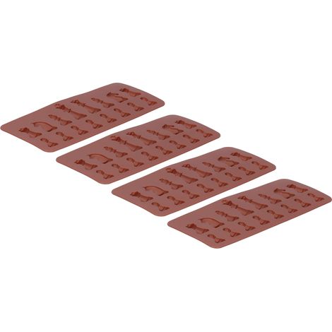 Lot de 4 moules en silicone forme échiquier pour gâteau chocolat bricolage pâtisserie 20x9 cm (1/5)