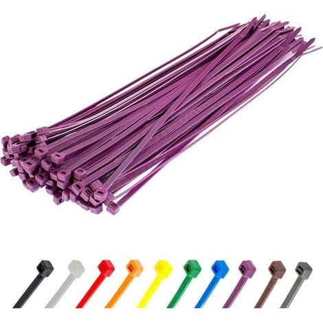 Colliers de serrage 200mm x 4.8mm violet, lot de 100, résistants UV (1/5)
