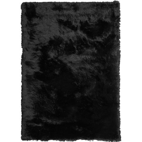 Tapis shaggy 160x230 noir fait main rectangle motif uni SG FIN (1/4)