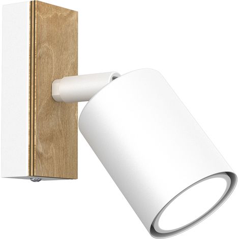 Spot orientable mur/plafond blanc bois GU10 8W Tulon