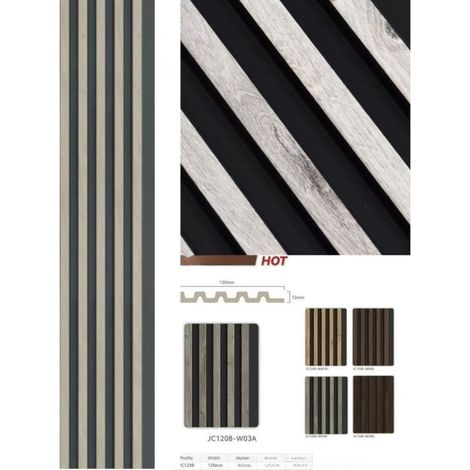 TrAdE Shop Traesio - Pannello Decorativo 3d Doghe Grigio E Nero 12x120x290 Cm Effetto Legno In Ps - (1/4)