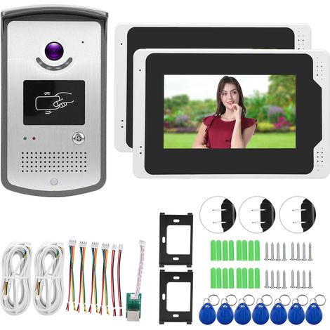 Sonnette vidéo WiFi 7 pouces TFT 2 moniteurs 1080P, visiophone étanche, vision nocturne, système d'entrée pour TUYA, prise US. (1/5)