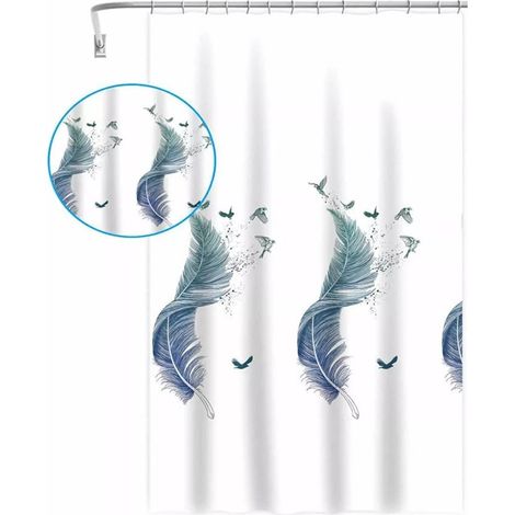 Cleafe - Tenda Per Doccia Vasca Da Bagno Peva 12 Ganci Decorata Con Piume 180x200cm 87571 - (1/5)